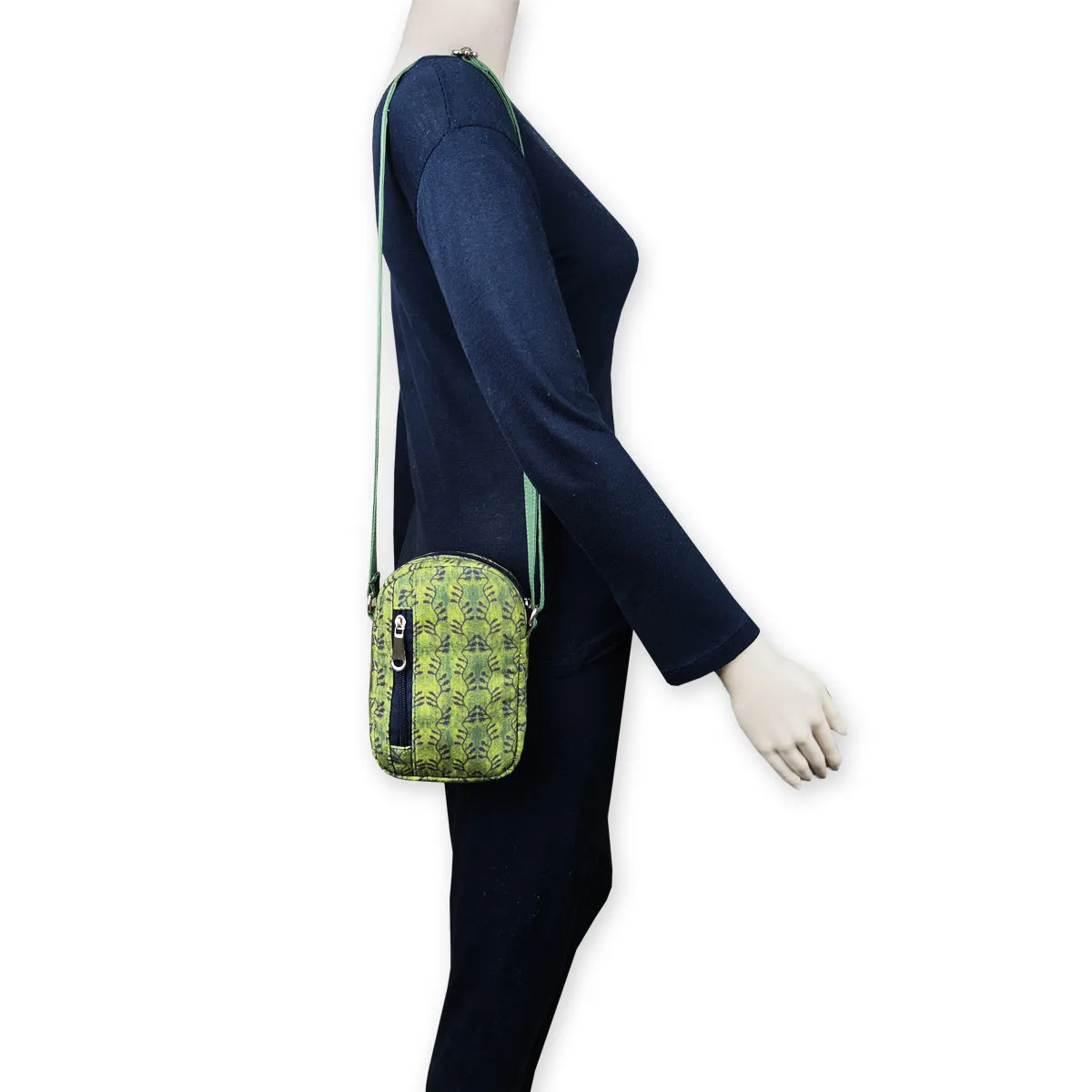 Mini Sling Bag-Kalamkari Green Bel