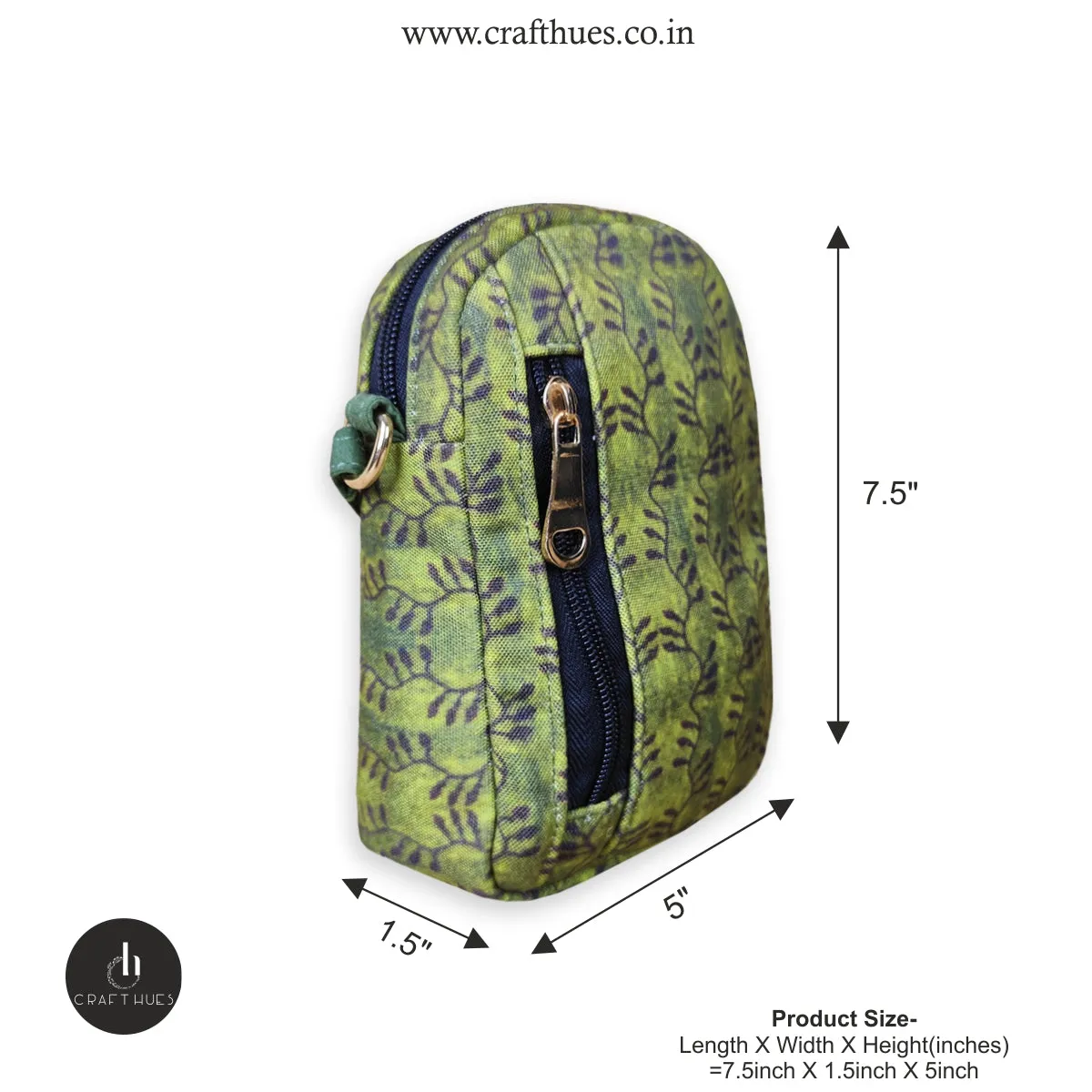 Mini Sling Bag-Kalamkari Green Bel
