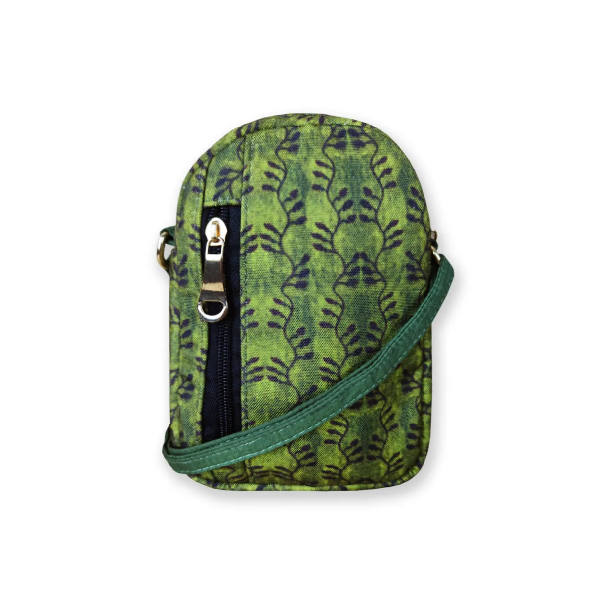 Mini Sling Bag-Kalamkari Green Bel