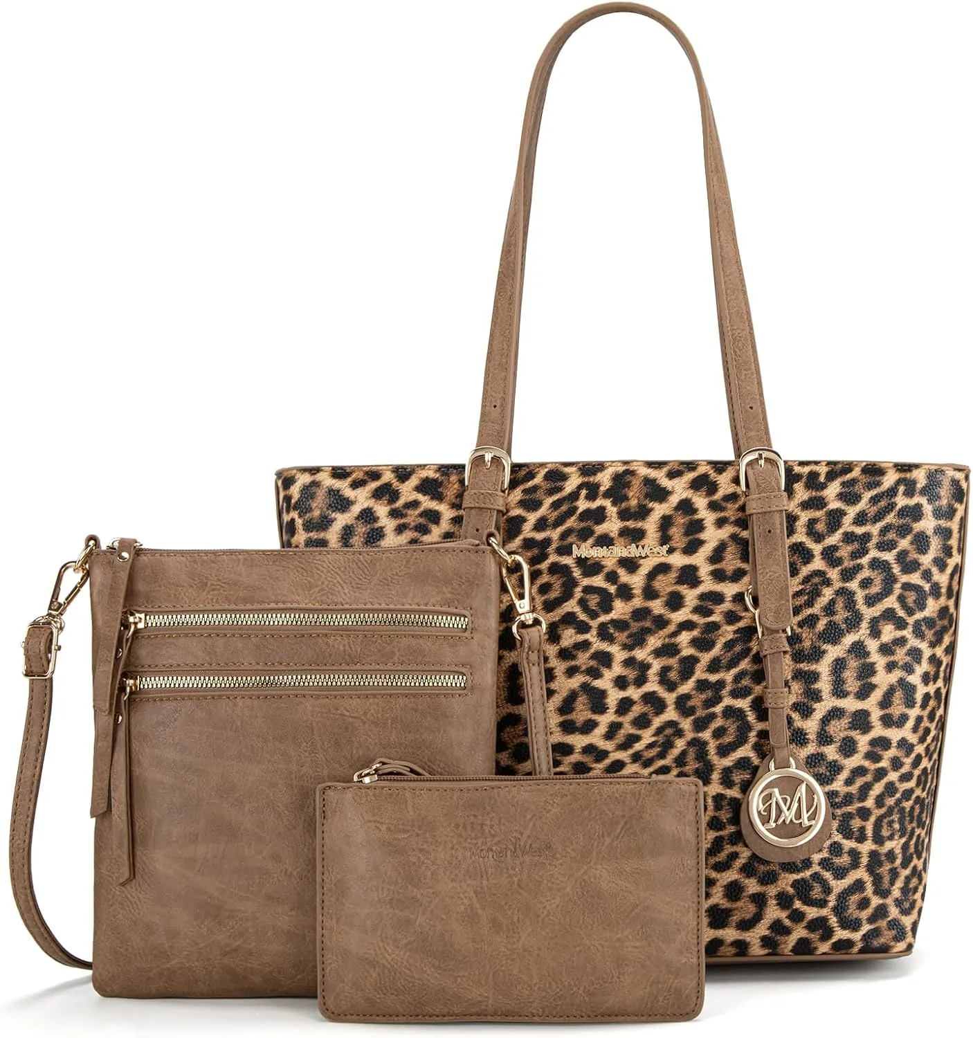 Montana West Purses for Women Tote Bag 3Pcs Set Leopard Print Satchel Handbags