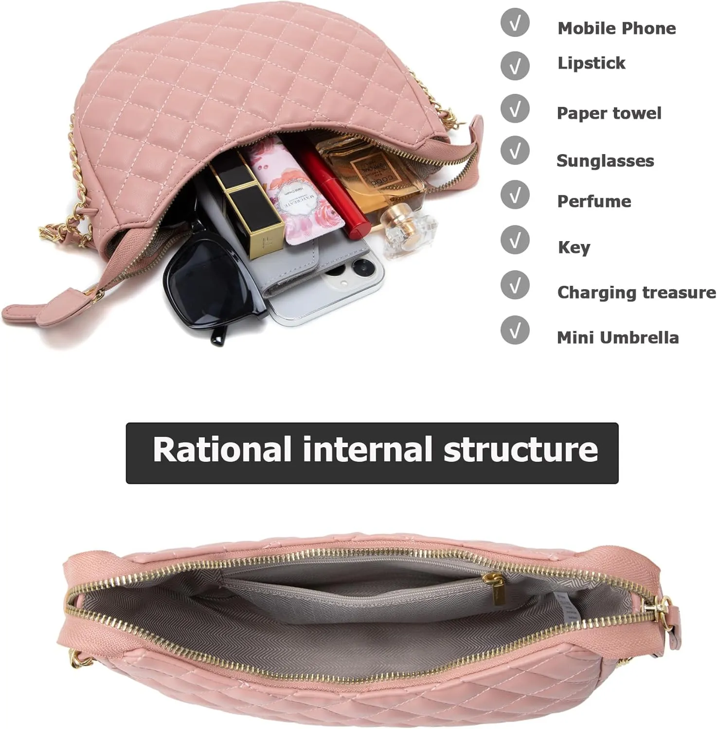 myfriday Leather Crossbody Hobo Bag for Women Lightweight Crescent Travel Sling Shoulder Bag with Removable Strap