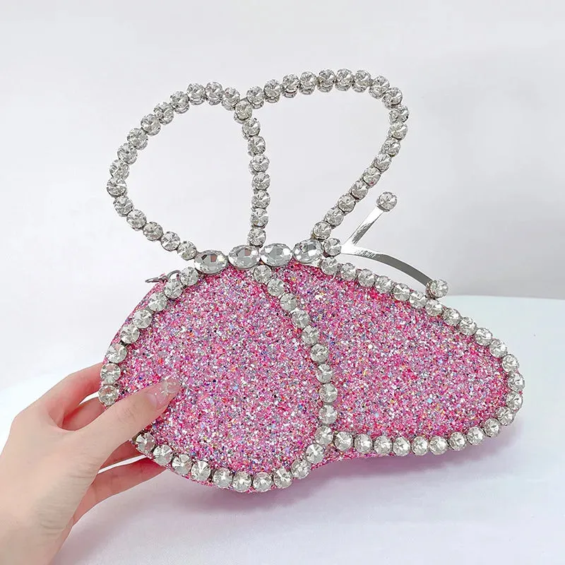 New Butterfly Shaped Crystal Clutch Evening Bags