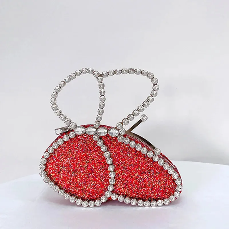New Butterfly Shaped Crystal Clutch Evening Bags