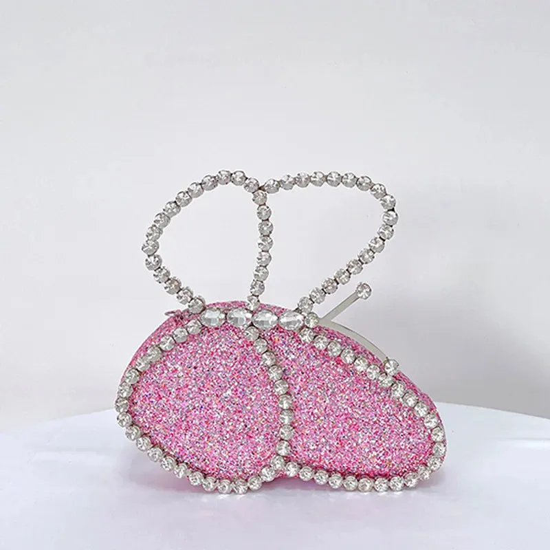 New Butterfly Shaped Crystal Clutch Evening Bags