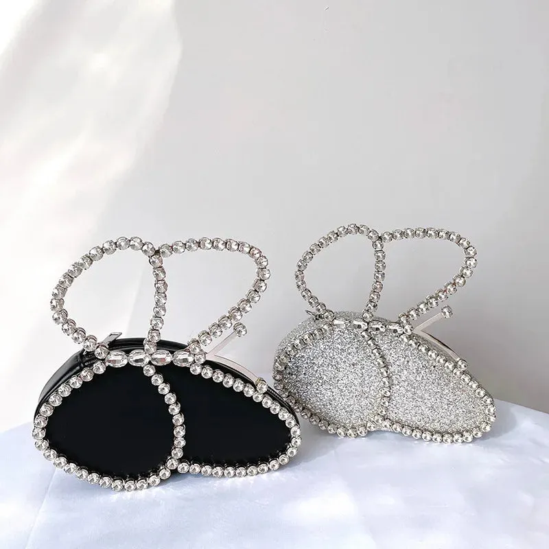 New Butterfly Shaped Crystal Clutch Evening Bags