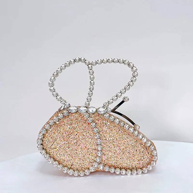 New Butterfly Shaped Crystal Clutch Evening Bags