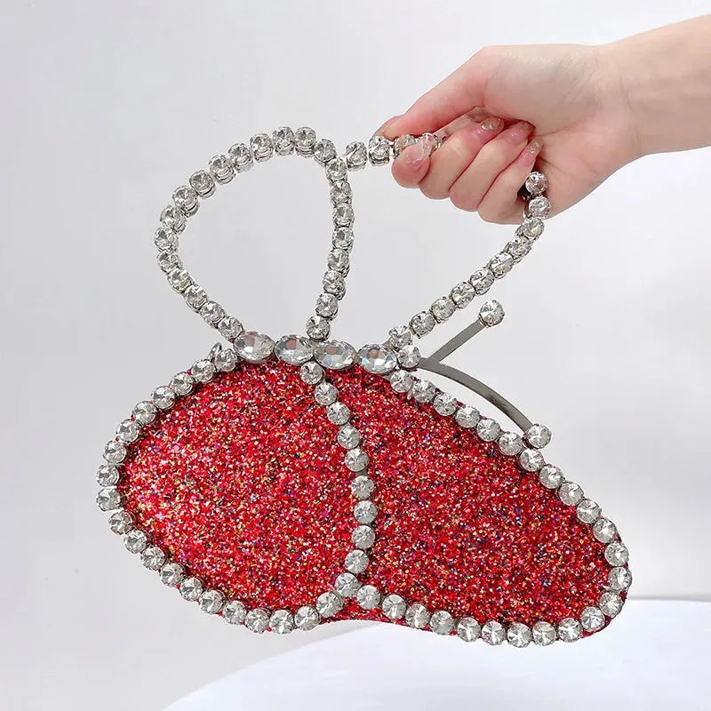 New Butterfly Shaped Crystal Clutch Evening Bags