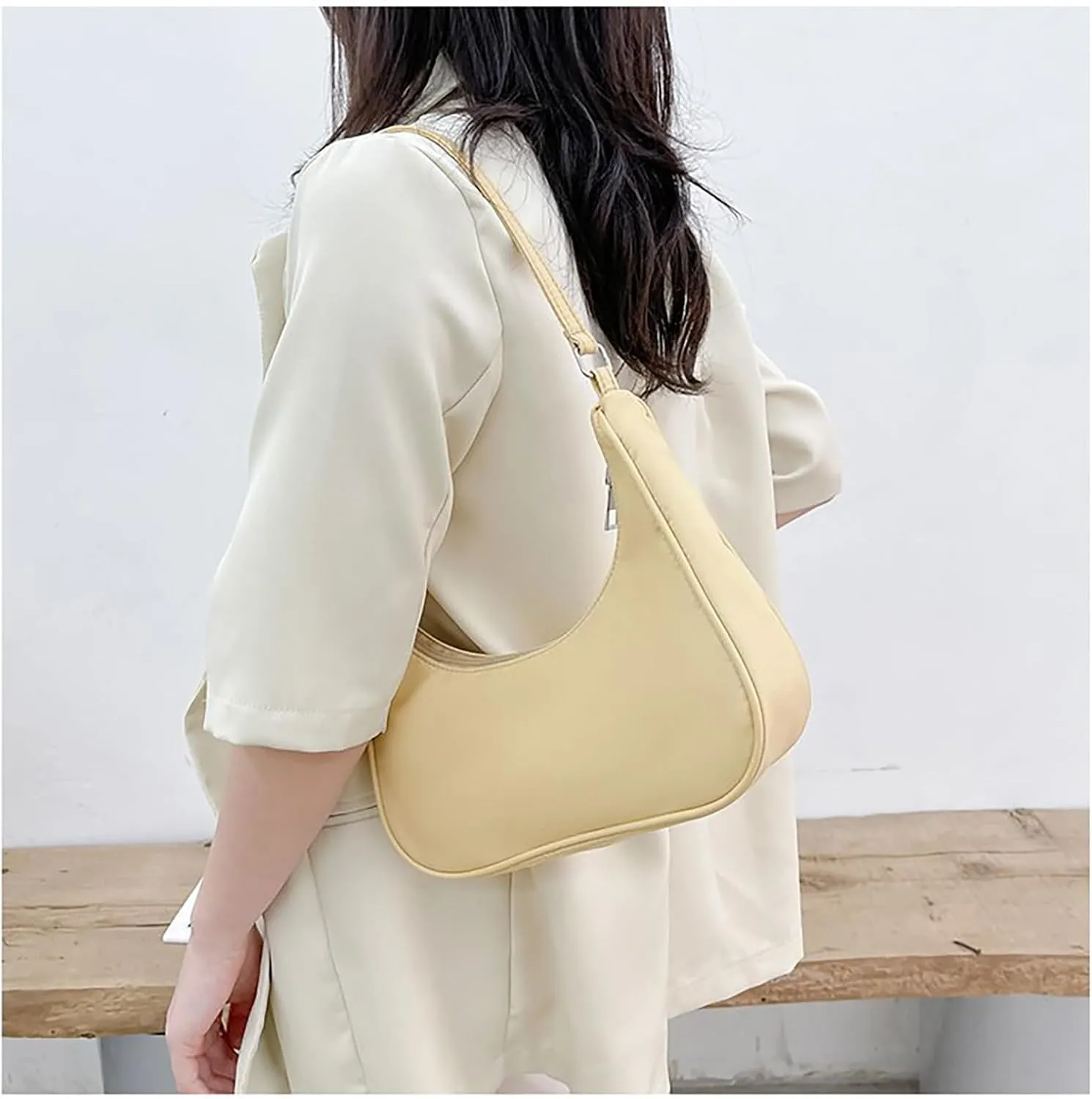 Nylon Pink Shoulder Bag Cute Hobo Tote Under The Arm Purse Underarm Bag Crossbody Bag For Women Mini Clutch Purse With Zipper Closure
