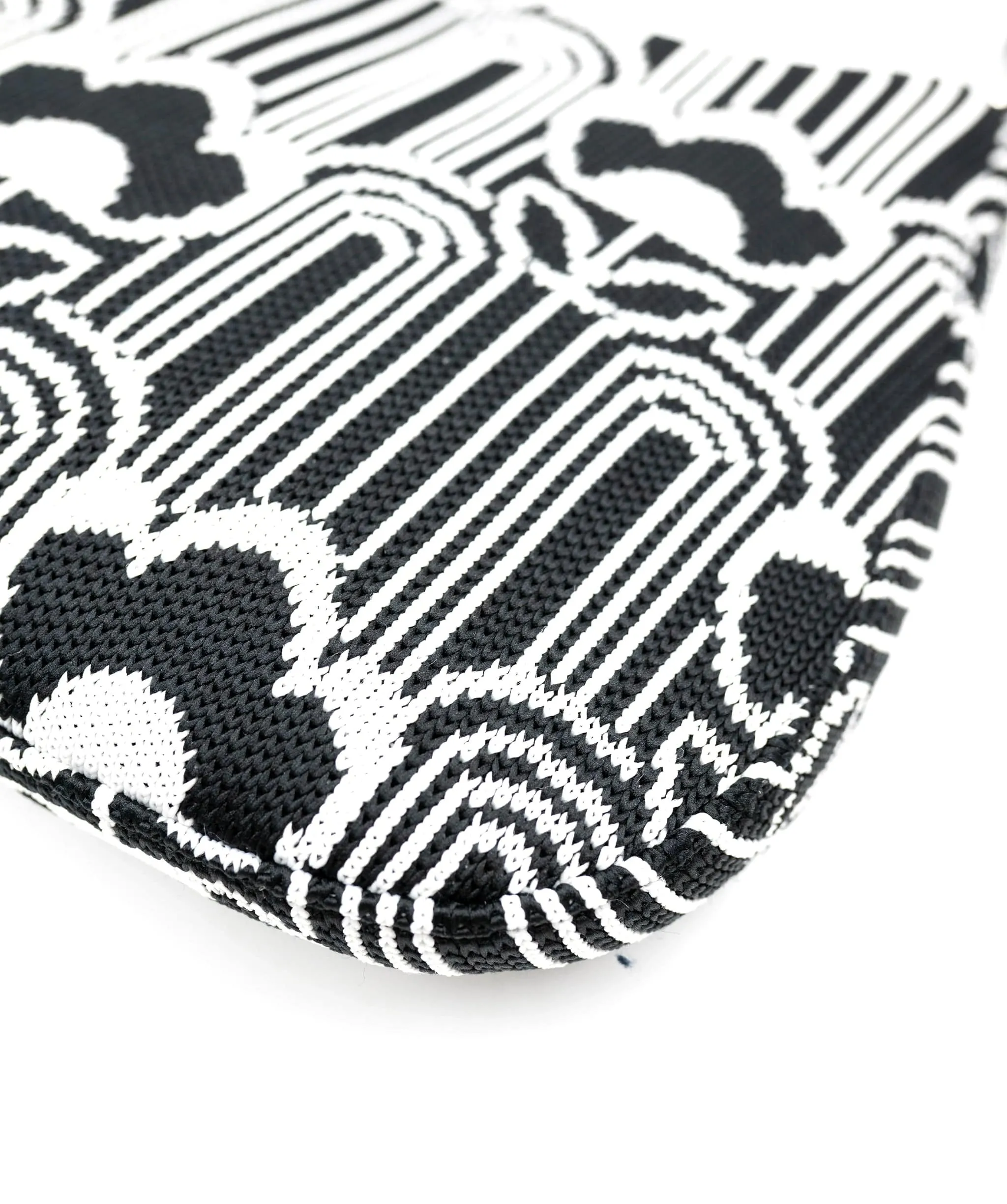 Prada Black White Jacquard Knit Cleo Shoulder Bag ABC0228