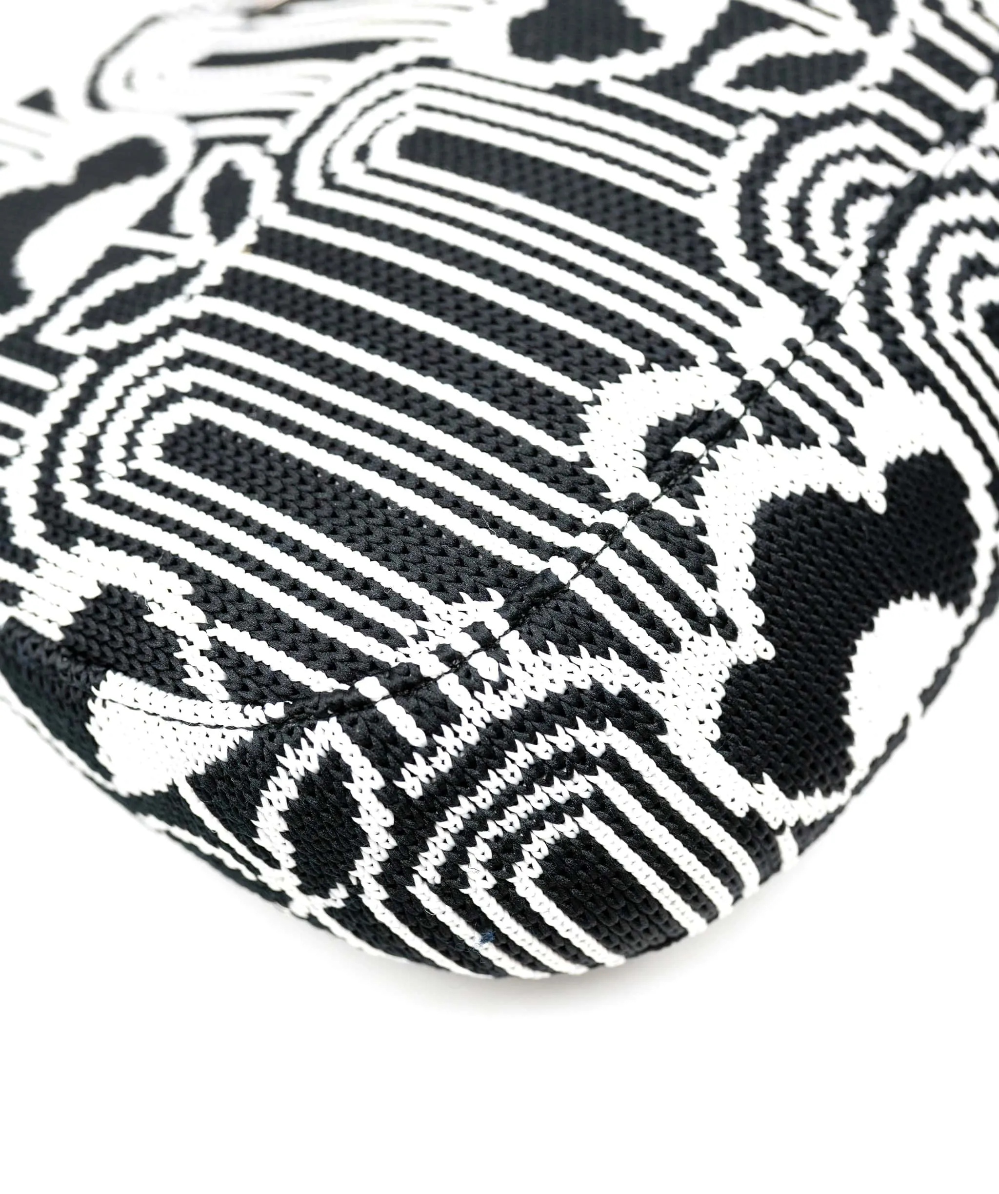 Prada Black White Jacquard Knit Cleo Shoulder Bag ABC0228