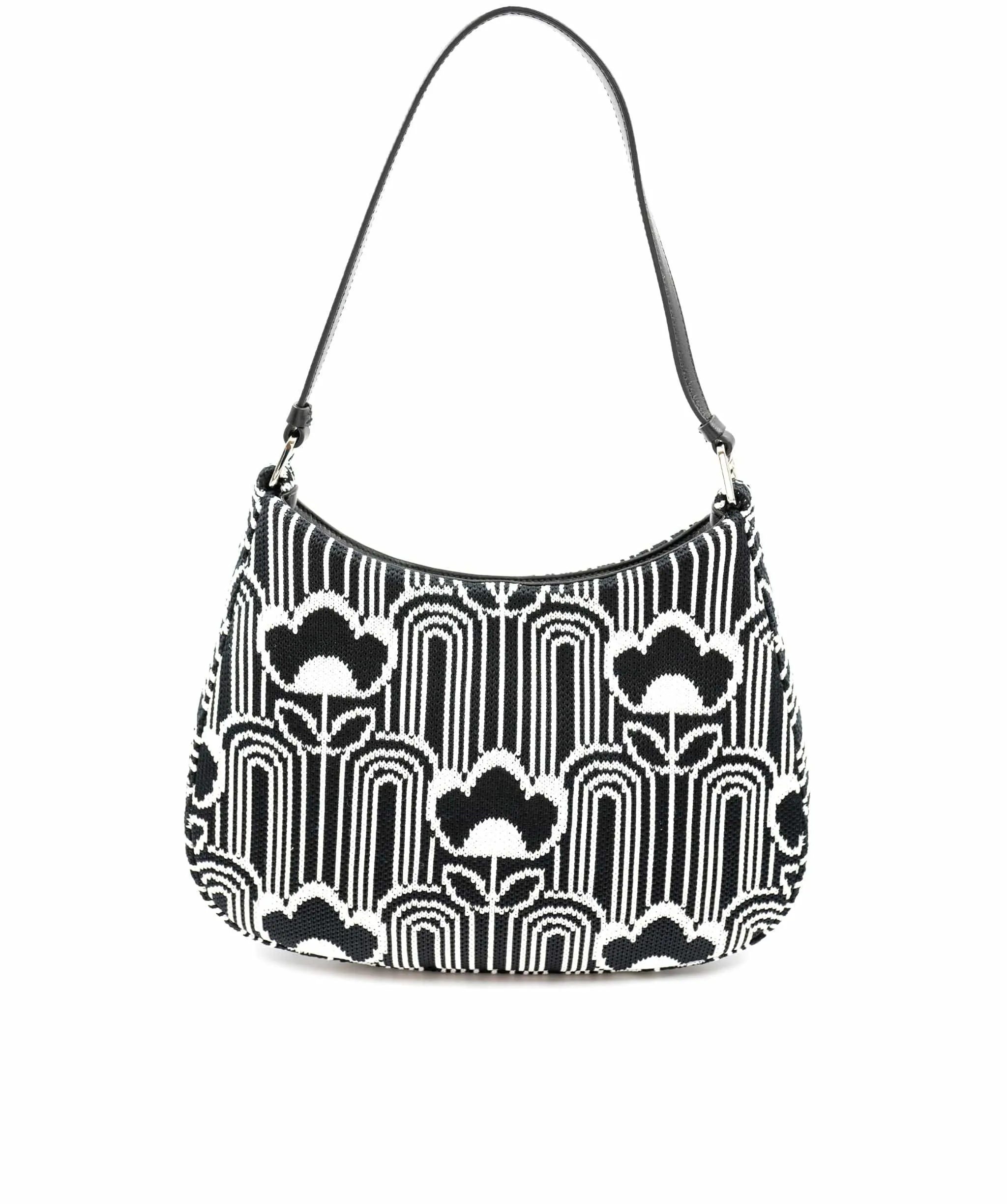 Prada Black White Jacquard Knit Cleo Shoulder Bag ABC0228