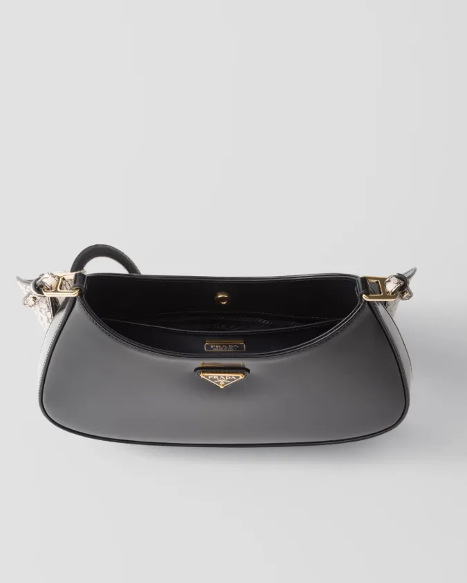 Prada cleo ayers and brushed leather shoulder bag