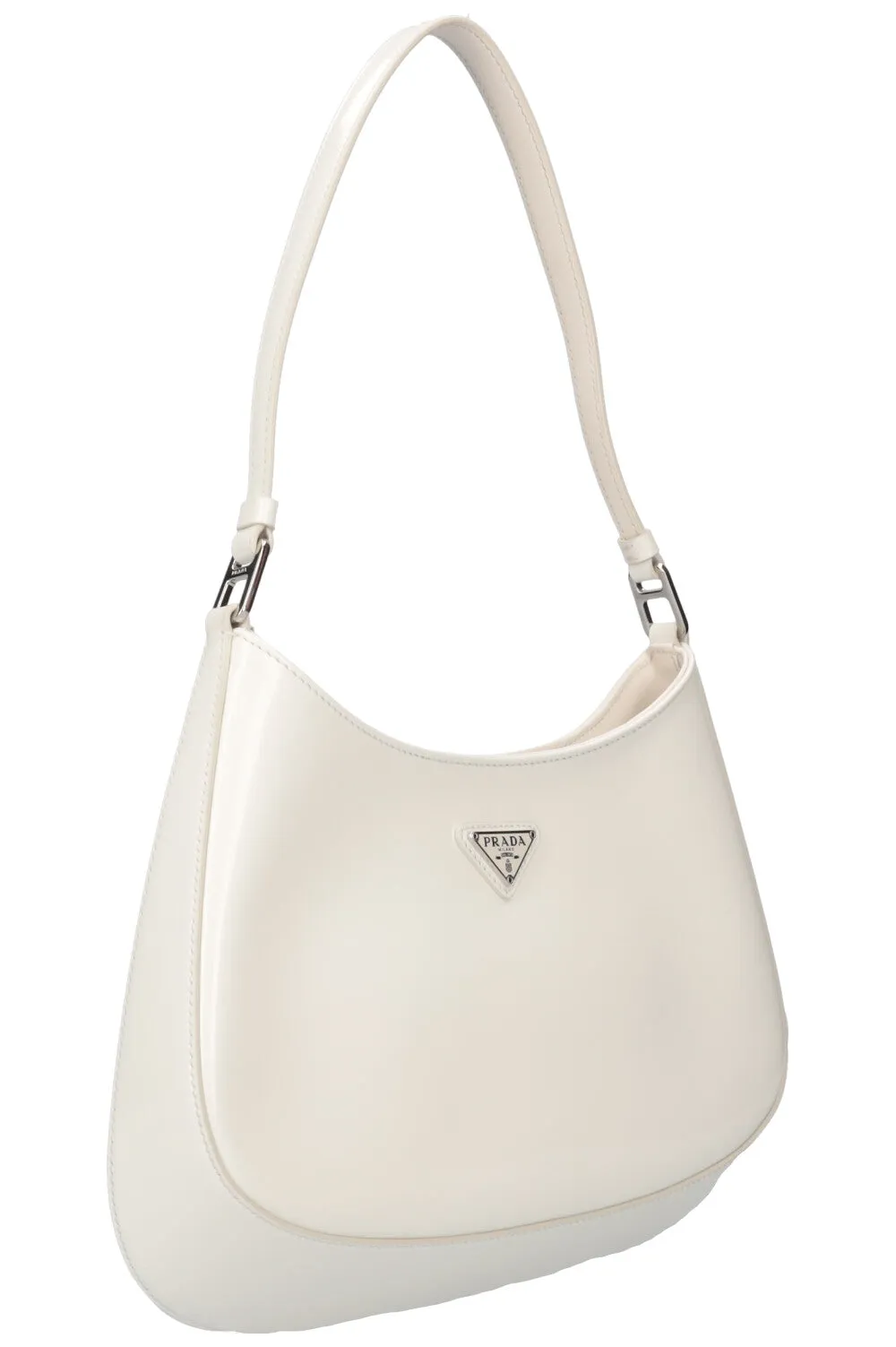 PRADA Cleo Shoulder Bag Brushed Leather White
