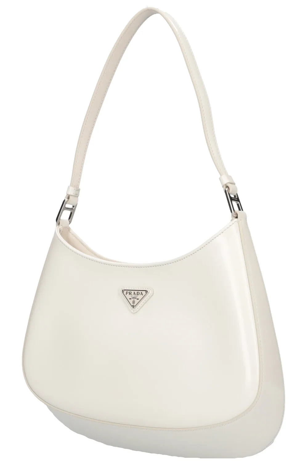 PRADA Cleo Shoulder Bag Brushed Leather White