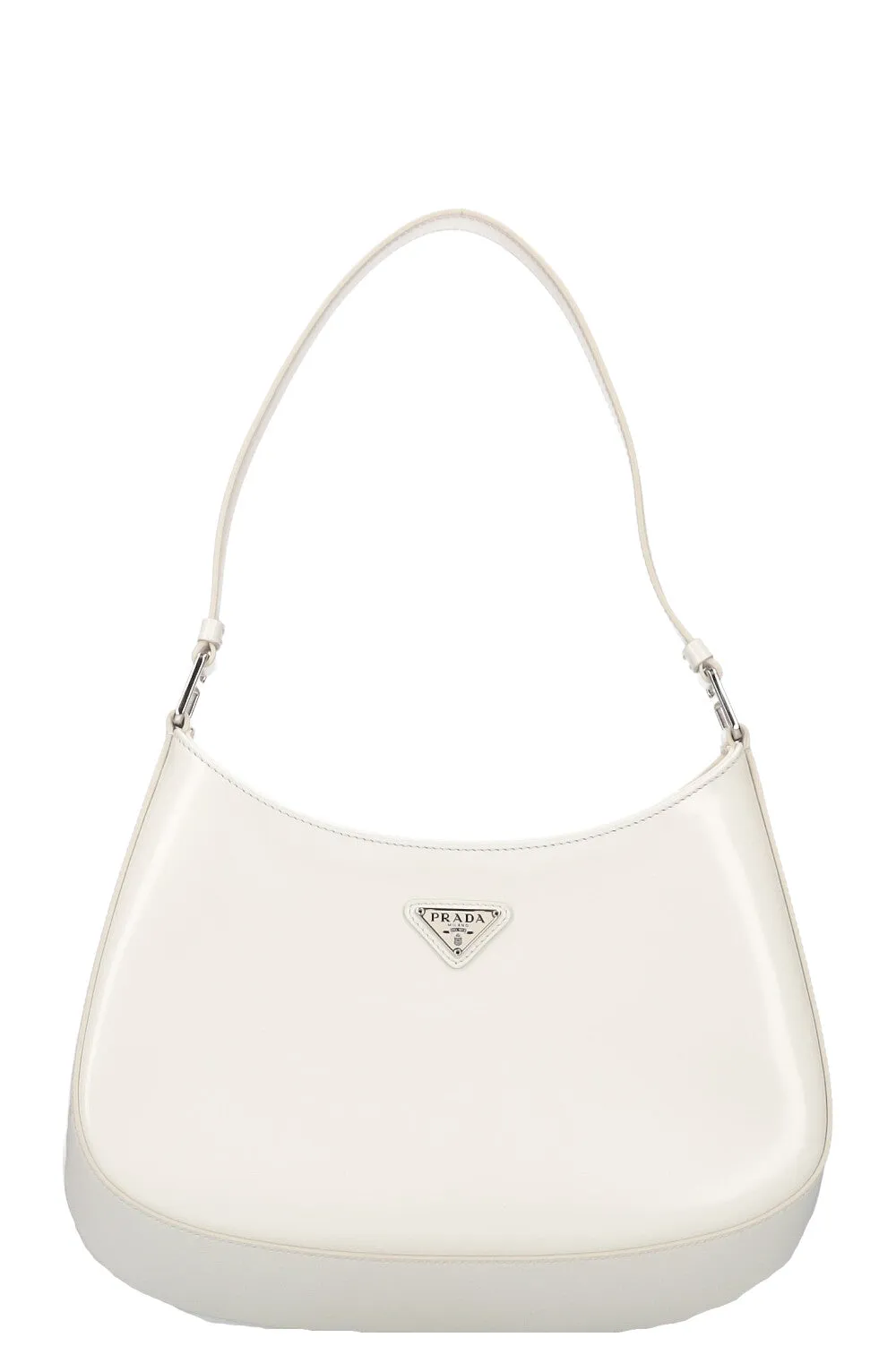 PRADA Cleo Shoulder Bag Brushed Leather White