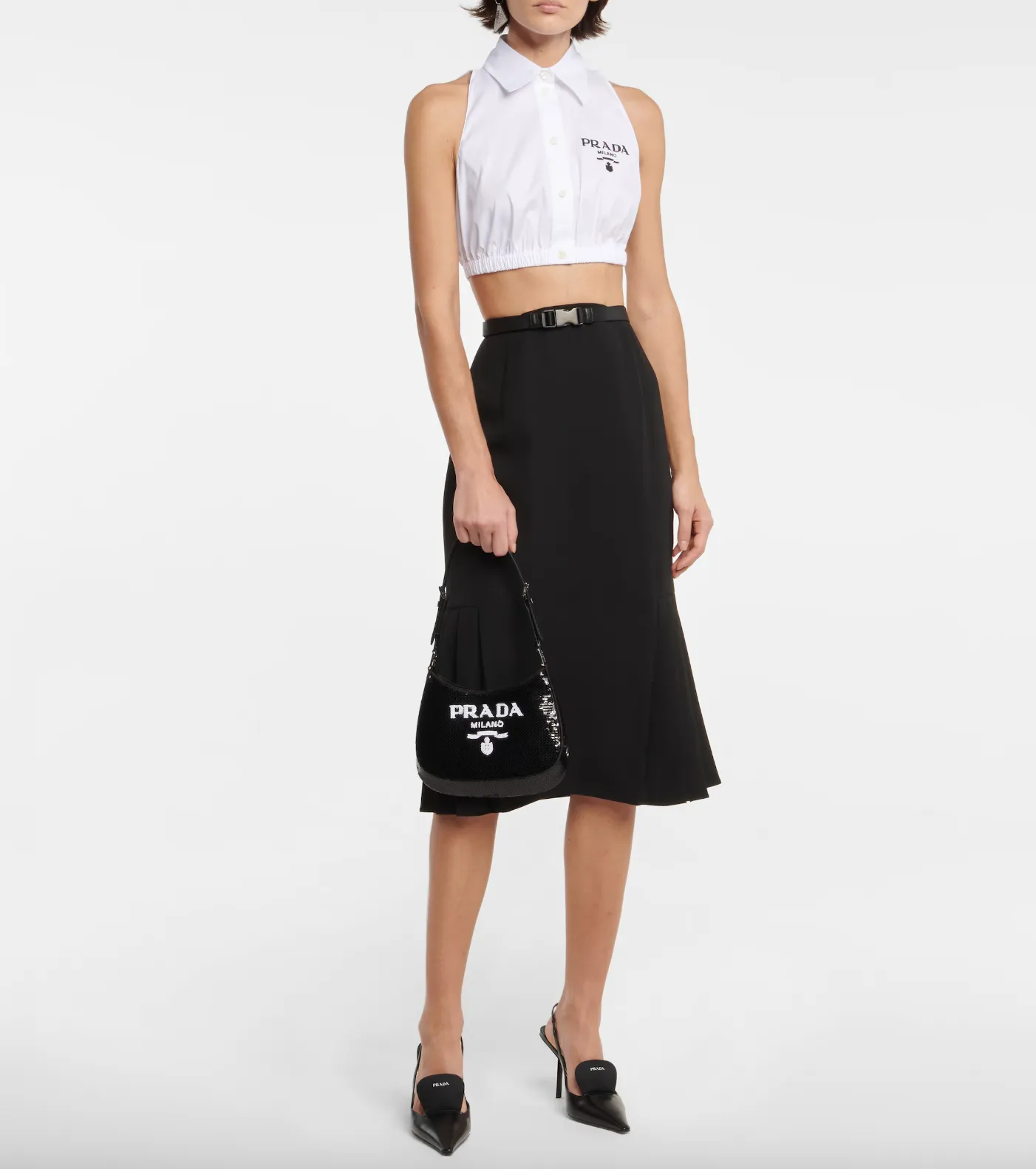 Prada Cleo Small Sequined Shoulder Bag