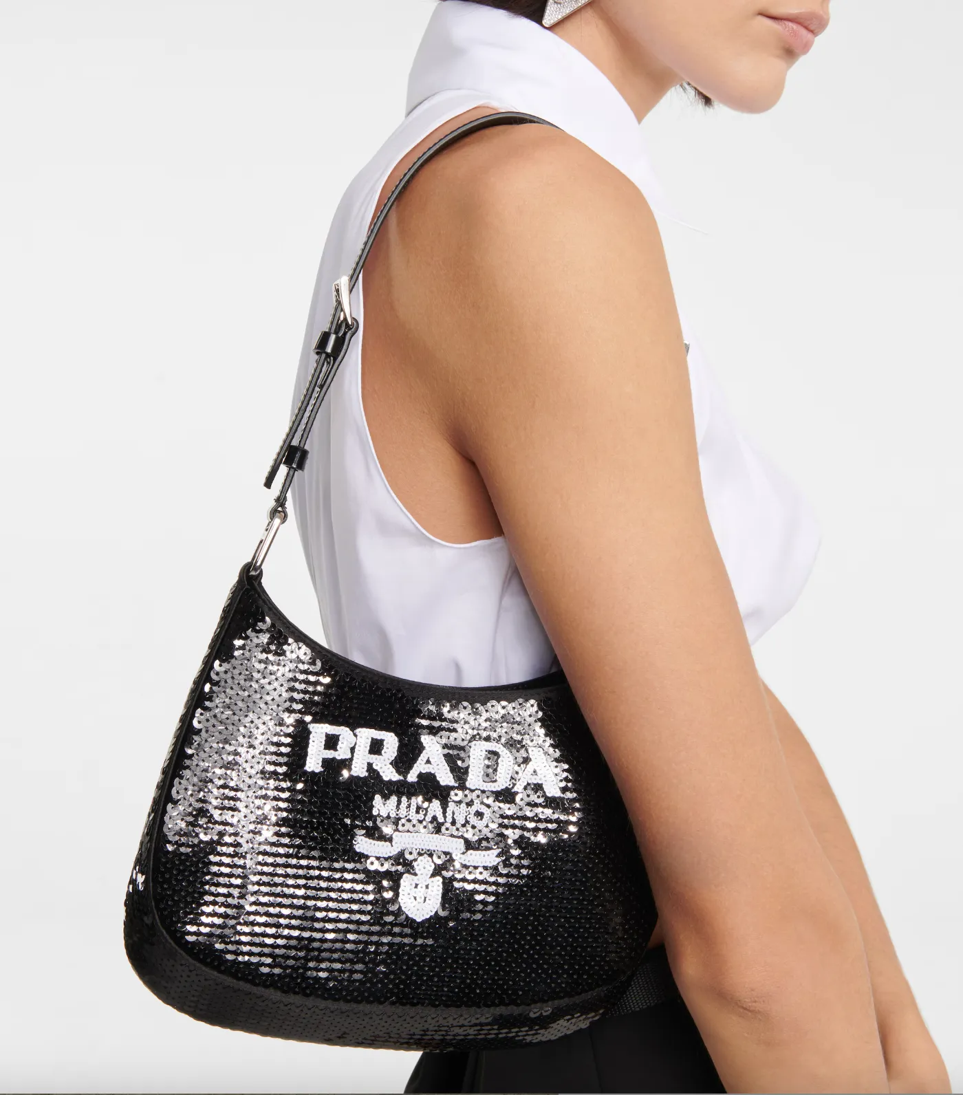 Prada Cleo Small Sequined Shoulder Bag