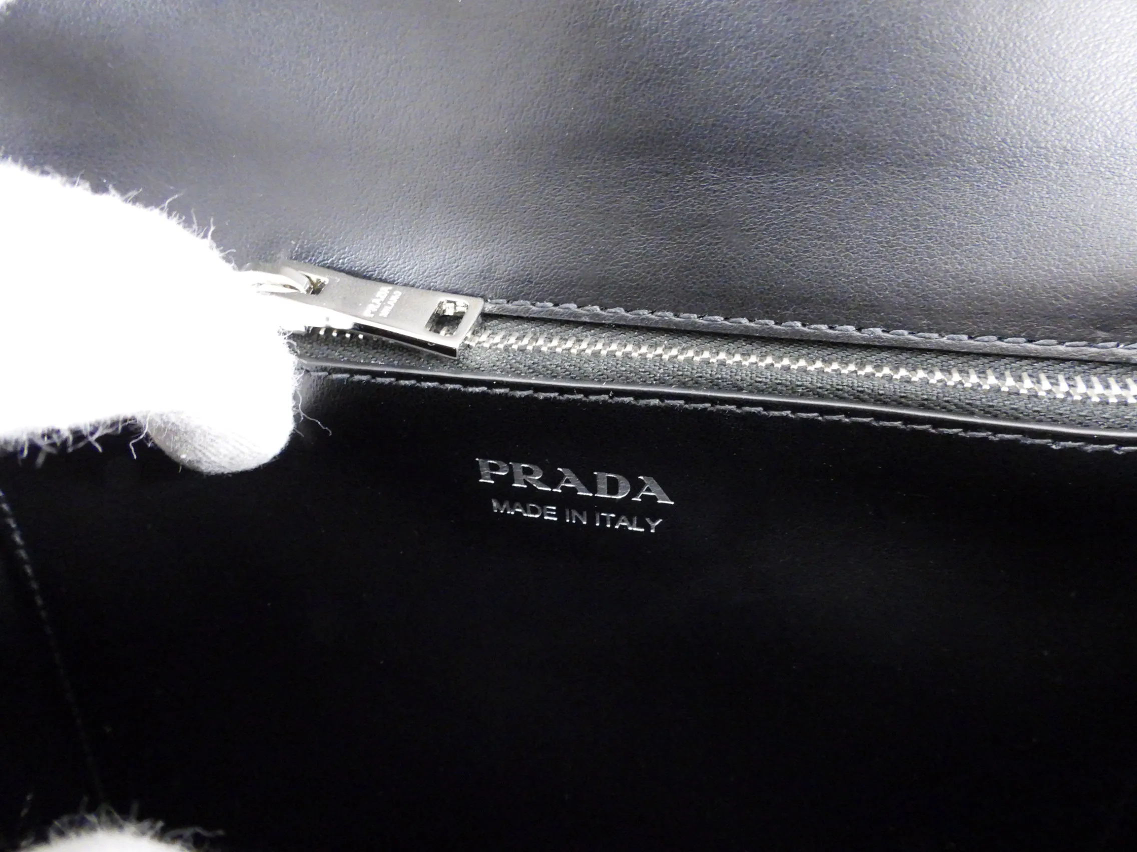 Prada Elektra Black Leather Satchel Bag with Pink Graphic Logo