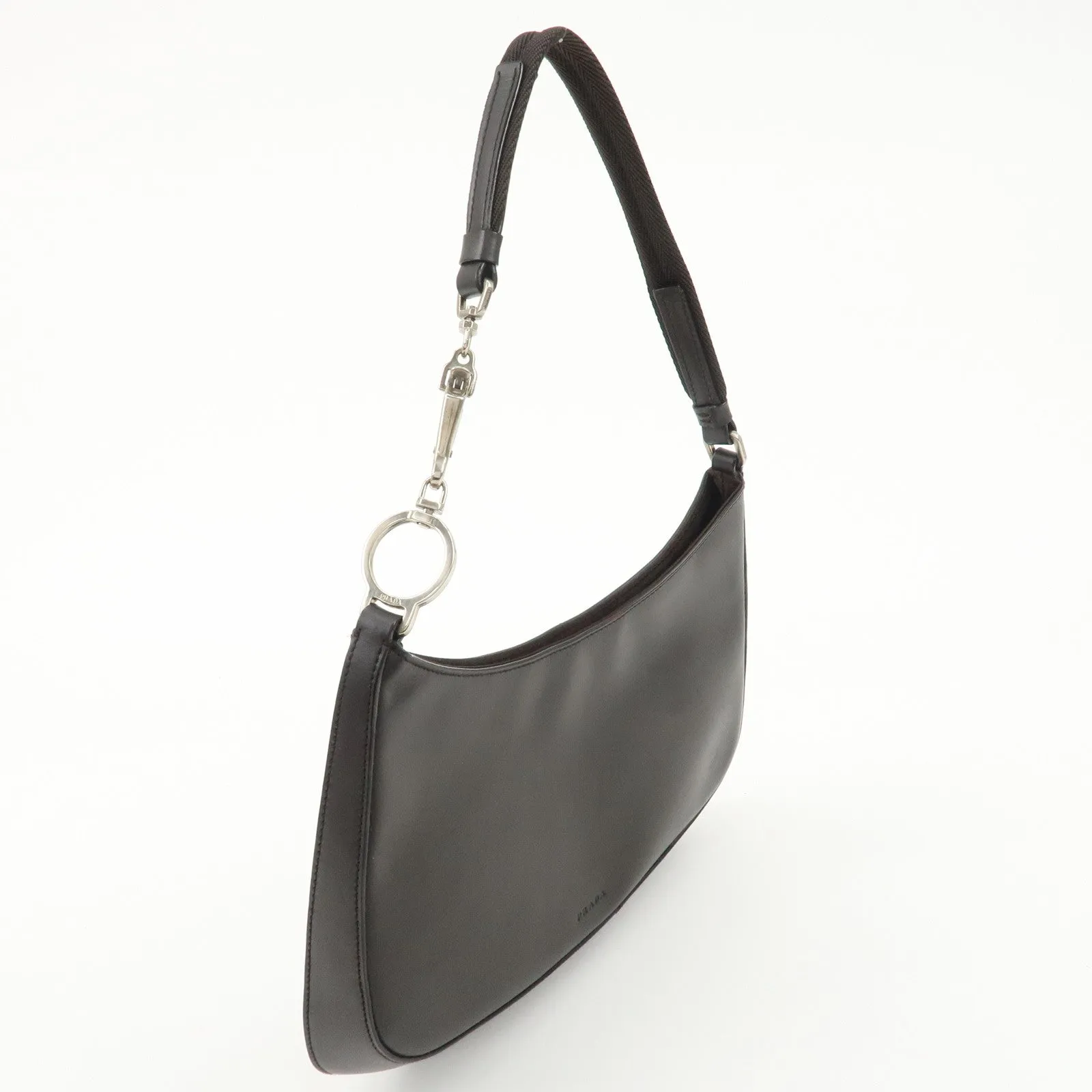 PRADA Leather Cleo Shoulder Bag Dark Brown B11018 Used
