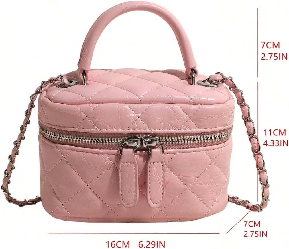QWINEE Women's Silver Top Handle Crossbody Bag Small Crocodile Embossed Satchel Bag Mini Bucket Handbag