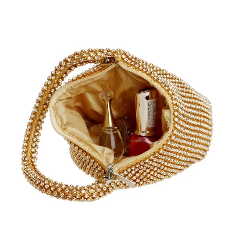 Rose Gold Rhinestone Evening Bag