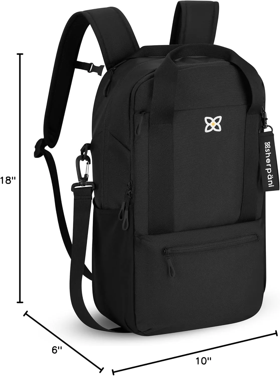Sherpani Camden, Convertible Backpack, 3 in 1 Tote Bag, Women Crossbody Bag, Cross Body Purse, 21L Travel Backpack, Travel Gifts for Mothers Day 2025, RFID Protection, Fits 15 Laptop (Raven)