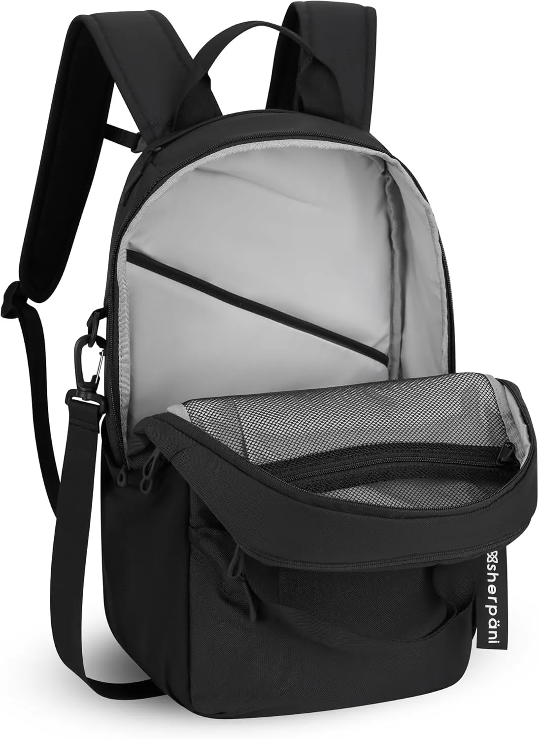 Sherpani Camden, Convertible Backpack, 3 in 1 Tote Bag, Women Crossbody Bag, Cross Body Purse, 21L Travel Backpack, Travel Gifts for Mothers Day 2025, RFID Protection, Fits 15 Laptop (Raven)