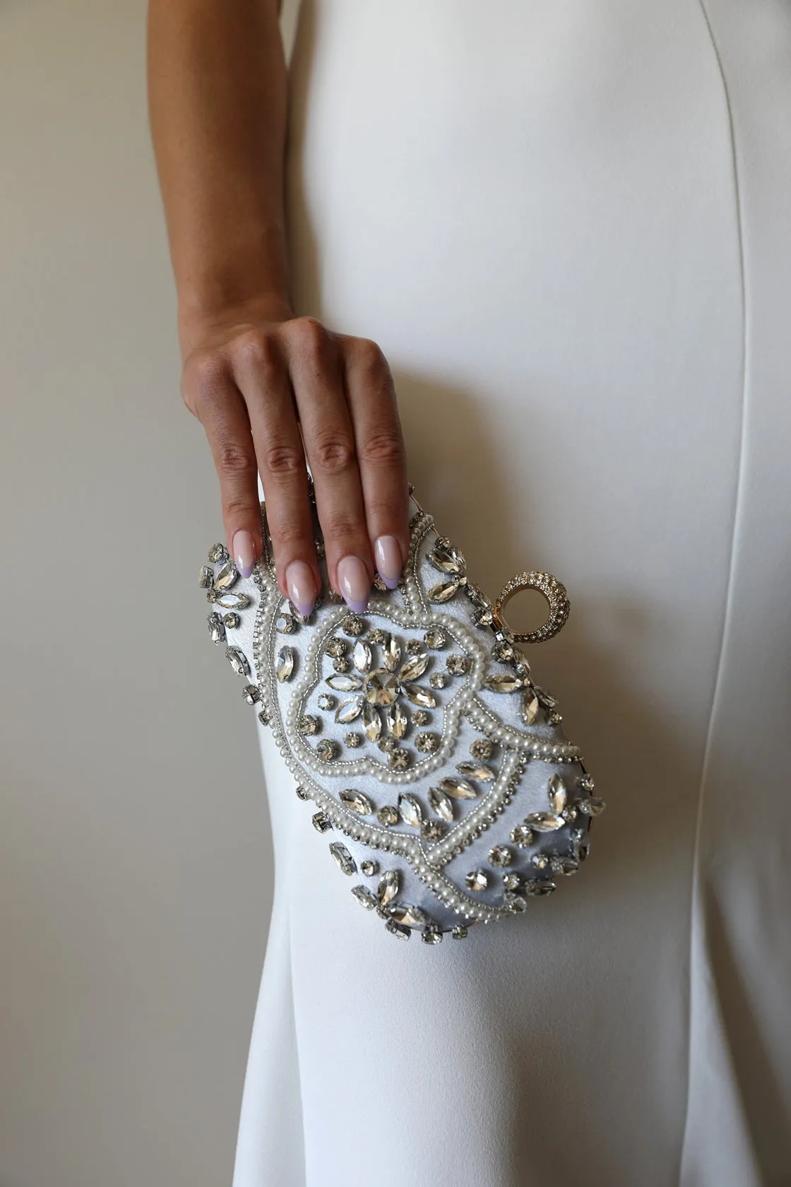 Silver Crystal Wedding Purse