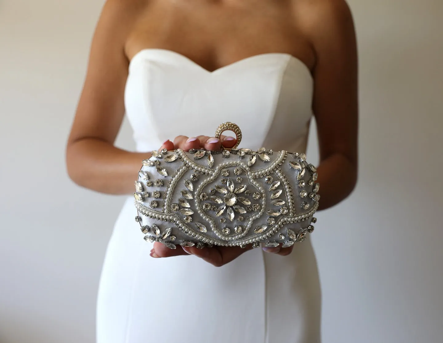 Silver Crystal Wedding Purse