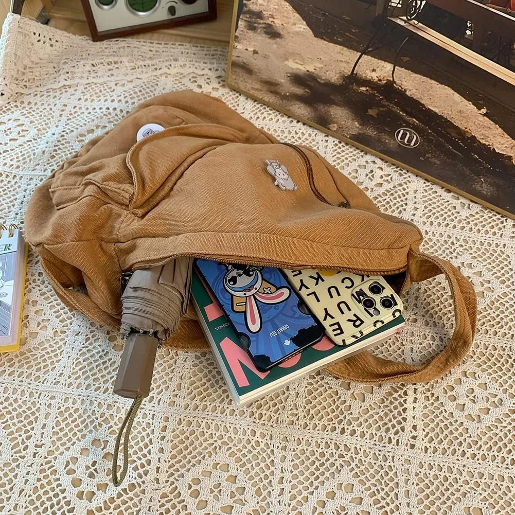 Sling Bag for Women Crossbody Backpack Shoulder Chest Bag Daypack Small Brown Travel Canvas Casual Hiking Outdoor