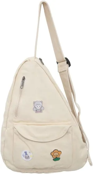 Sling Bag for Women Crossbody Backpack Shoulder Chest Bag Daypack Small White Travel Canvas Casual Hiking Outdoor