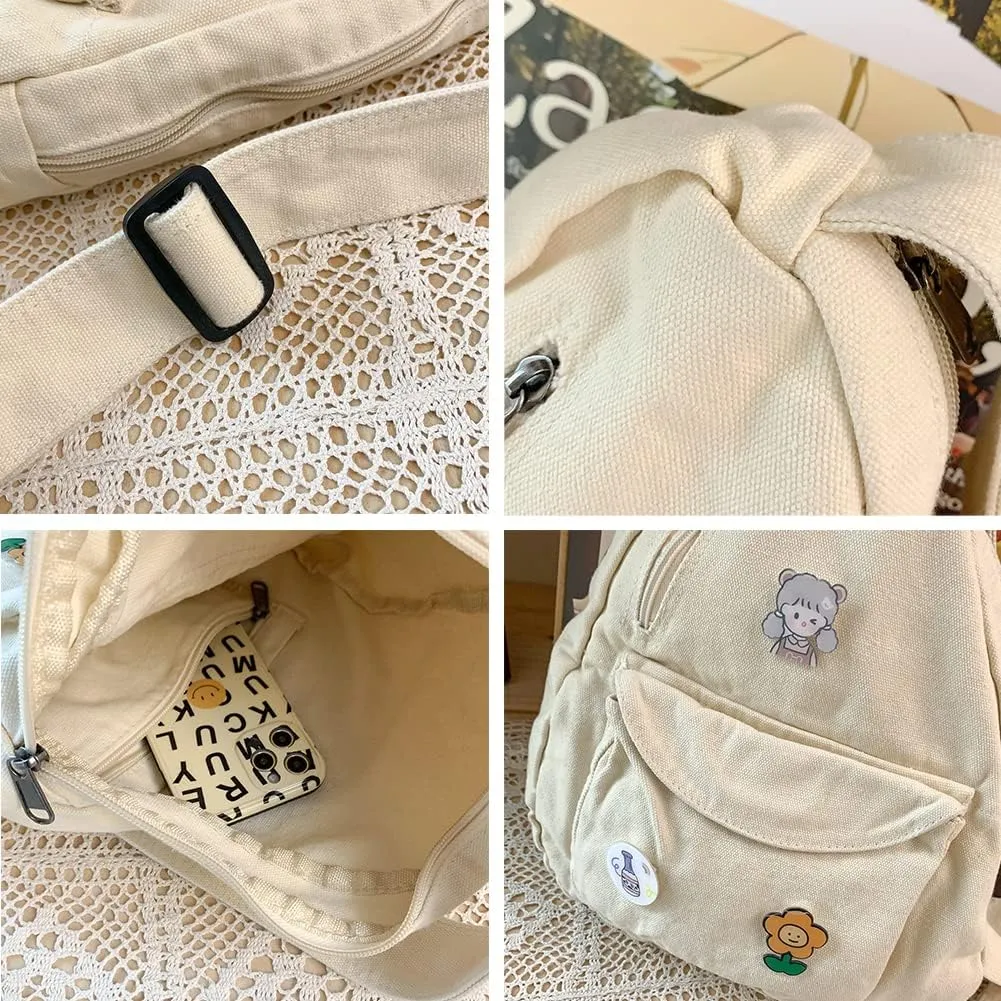 Sling Bag for Women Crossbody Backpack Shoulder Chest Bag Daypack Small White Travel Canvas Casual Hiking Outdoor