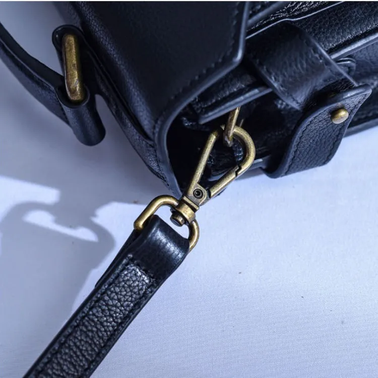 Small Satchel Purse Black Leather Satchel Bag Structured Sling Bag