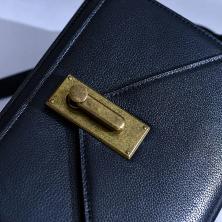Small Satchel Purse Black Leather Satchel Bag Structured Sling Bag