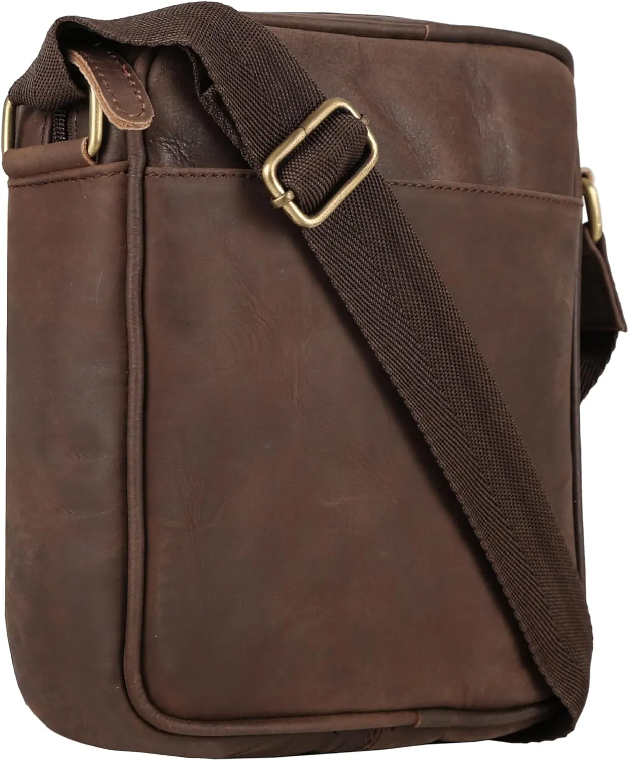 TUZECH Genuine Leather Crossbody Messenger Bag  Slim & Vintage Shoulder Satchel for Men & Women Adjustable Strap
