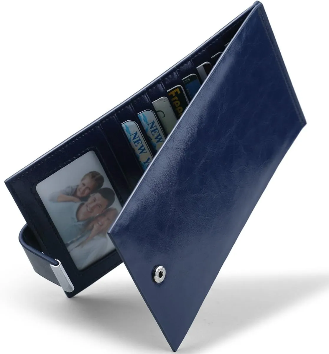 Women's Genuine Leather Credit Card Holder RFID Long Zipper Purse Wallet