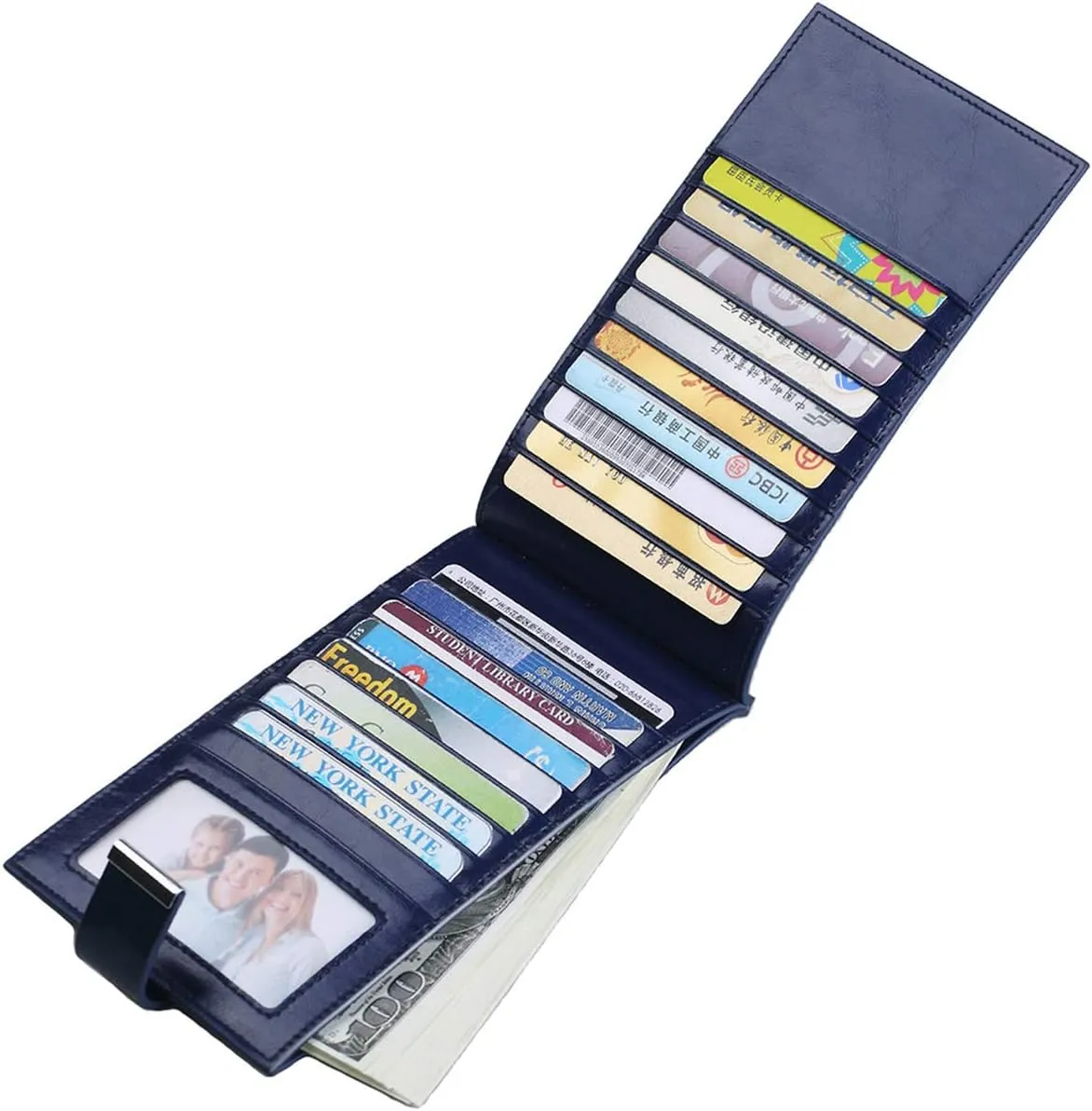 Women's Genuine Leather Credit Card Holder RFID Long Zipper Purse Wallet
